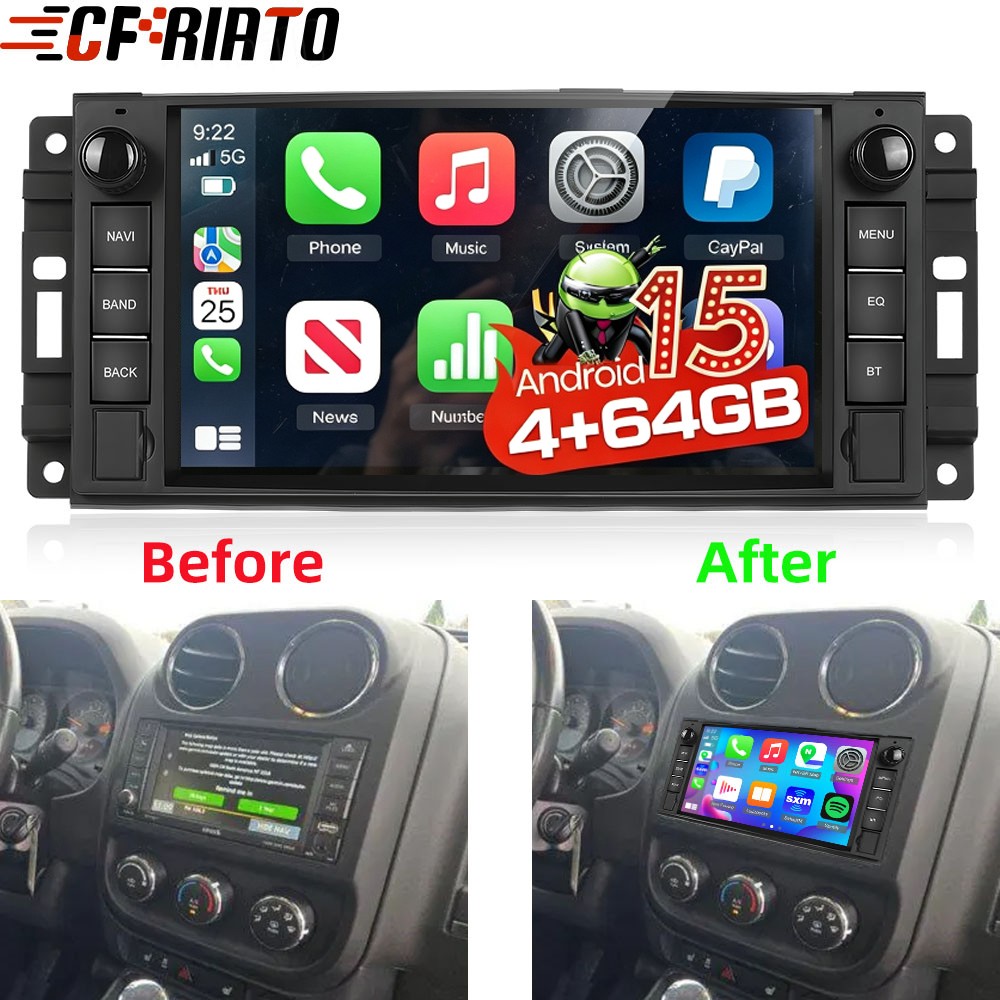 For Jeep Patriot 2009-2016 Android 15 Apple Carplay Car Stereo Radio GPS 4+64GB