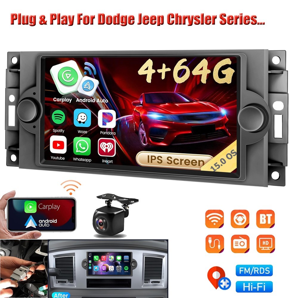 Android 15 4G+64G for Dodge RAM 1500/2500/3500 2006-2008/ Chrysler 300 2005-2007