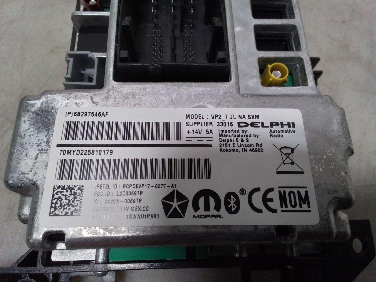 Jeep JL Wrangler OEM 7 in Touchscreen Radio w/oTrim Panel 68297546AF 2018 159147