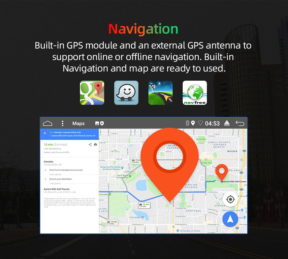 10.1″ 1DIN Android 10 Car Stereo Radio GPS Head Unit 64GB AUX HDMI CarPlay 8Core