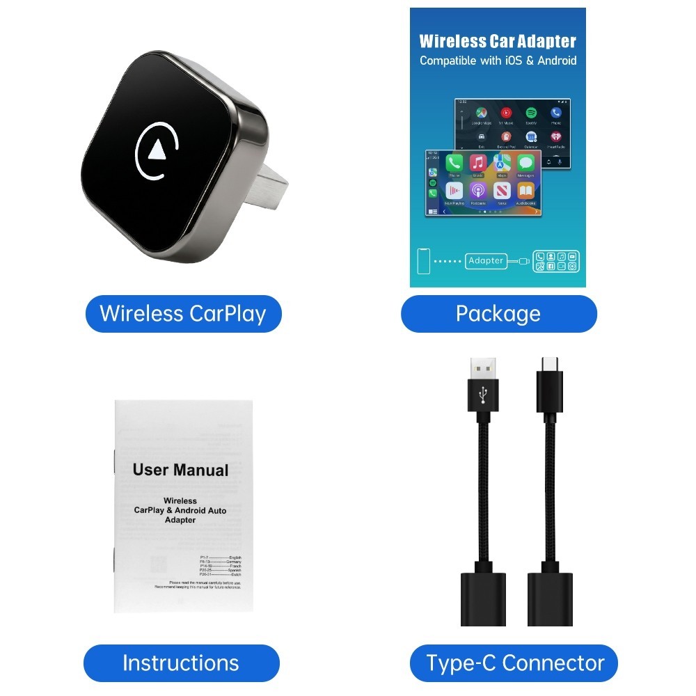 TrolinkTek 2026 2-IN-1 Wireless Carplay & Android Auto USB Adapter Plug & Play
