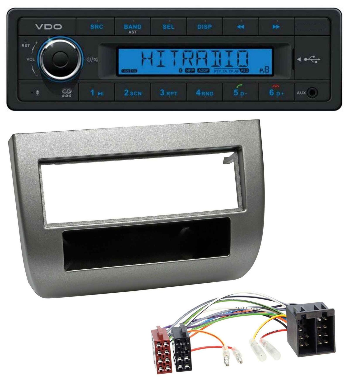 VDO AUX Bluetooth USB MP3 Car Stereo for Lancia Y 843 03-11 Dark Silver Metallic