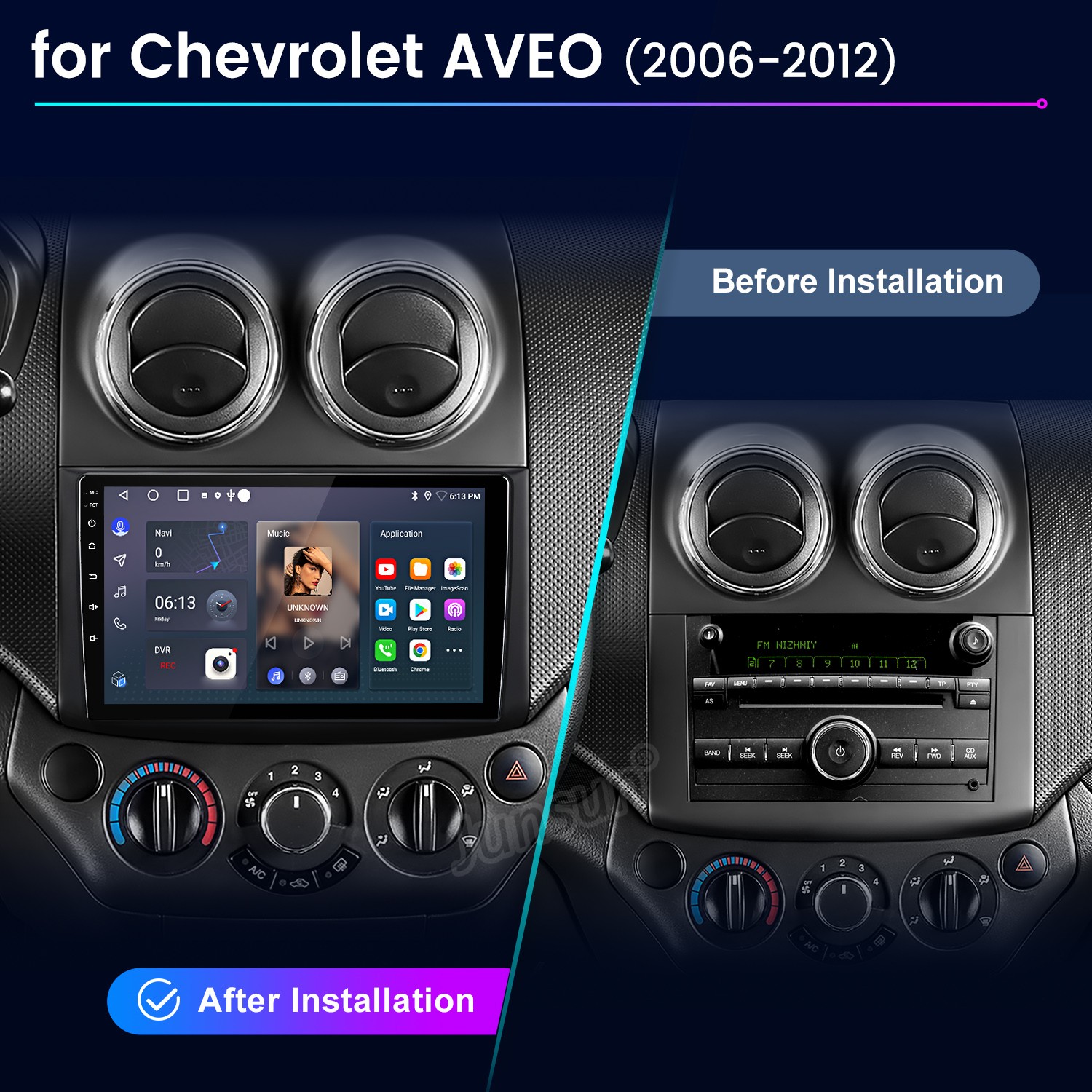For Chevrolet AVEO 2006-2012 Car Stereo Radio GPS Navi 2+64GB Android 14 Carplay