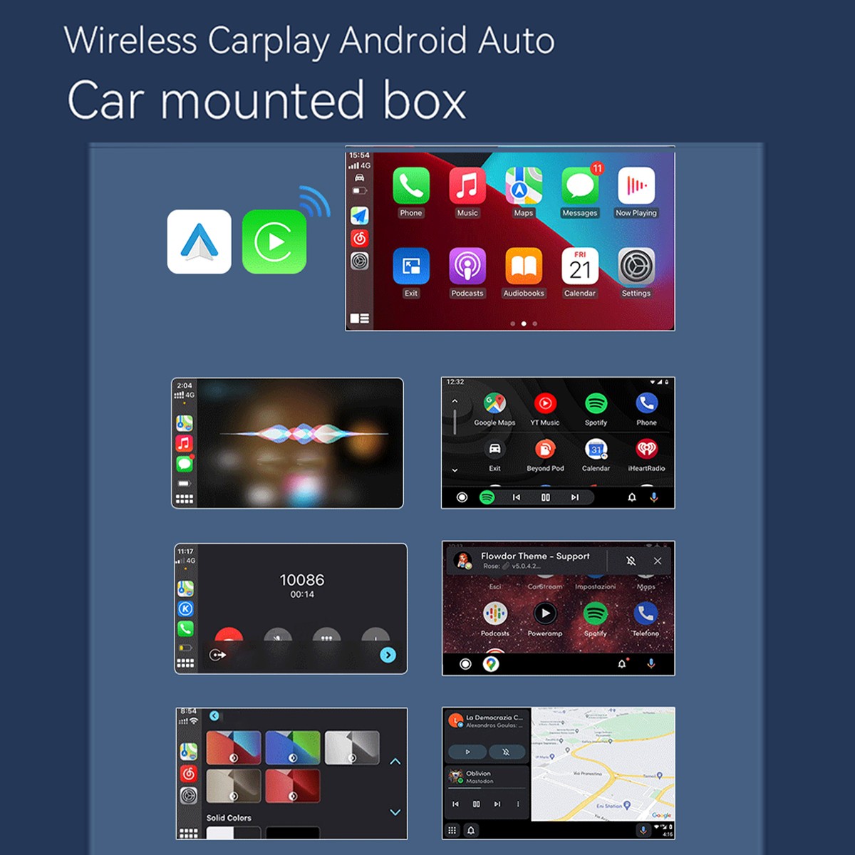 Wireless Carplay Android Auto Adapter 2 in 1 Mini Box USB Dongle Plug & Play