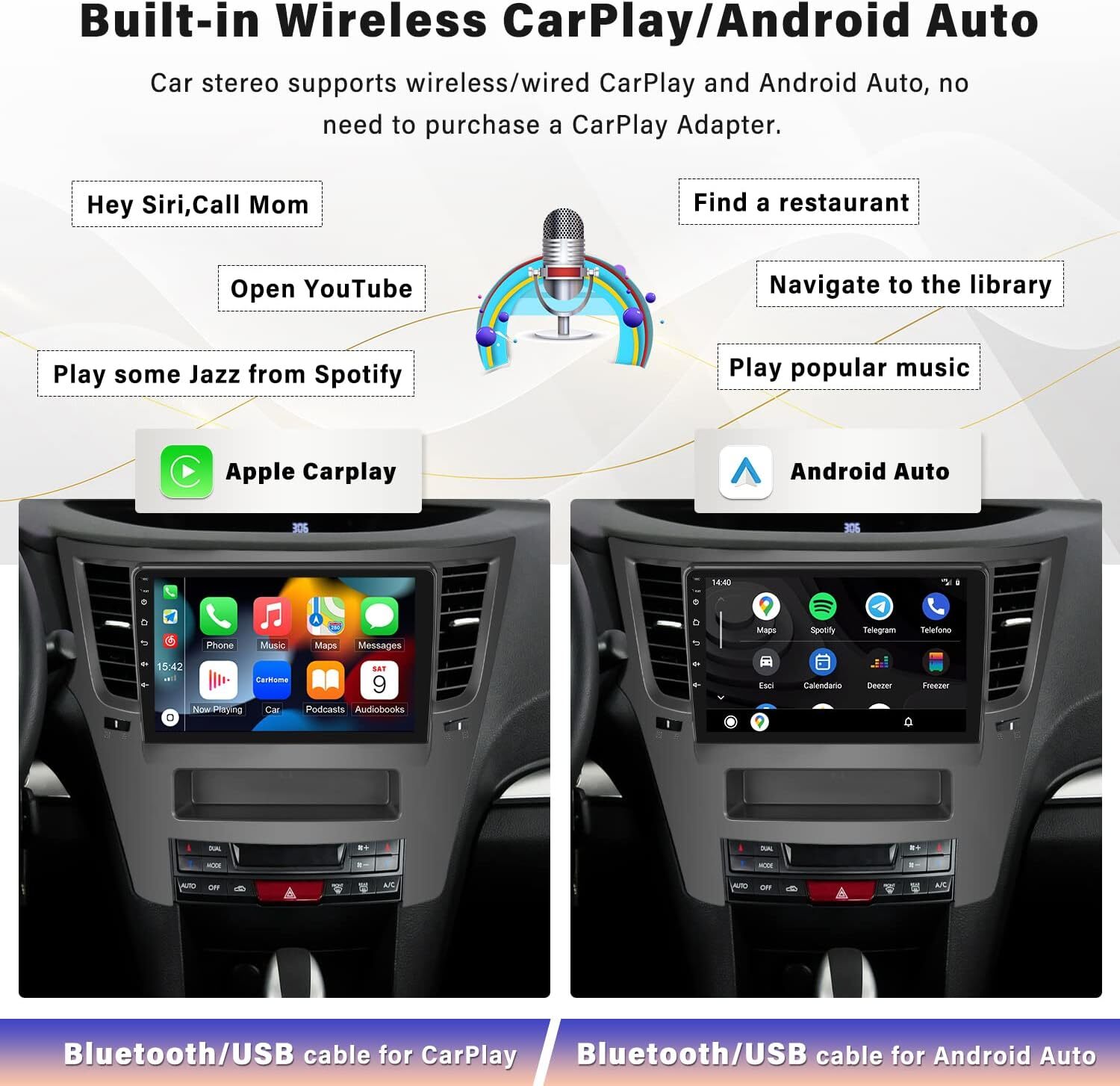 For 2009-2014 Subaru Legacy Outback Android14 4+64G Carplay GPS Car Radio Stereo