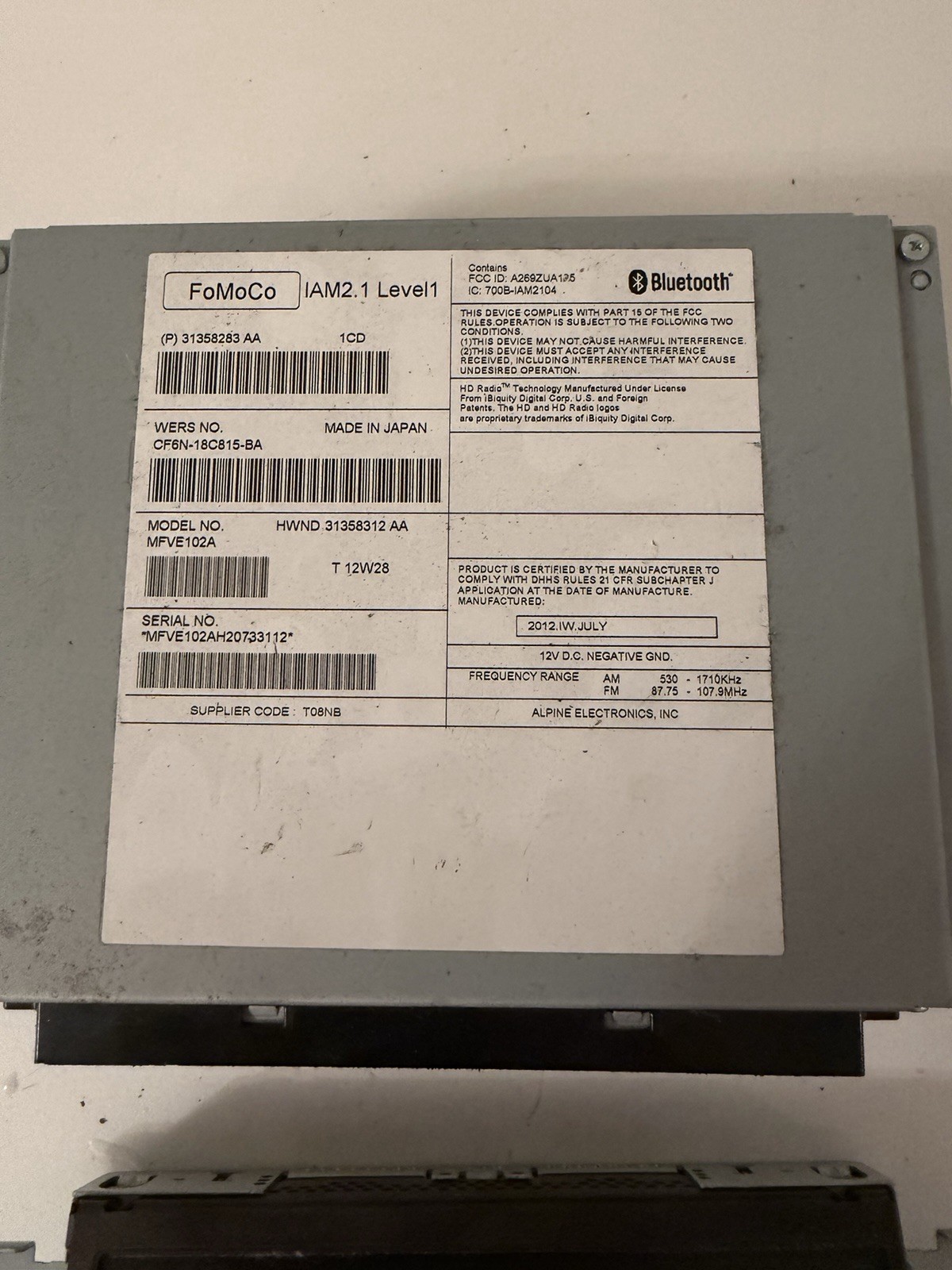 Audio Radio XC60 Display Upper And Lower Fits 09-12 VOLVO 60 SERIES 10277080