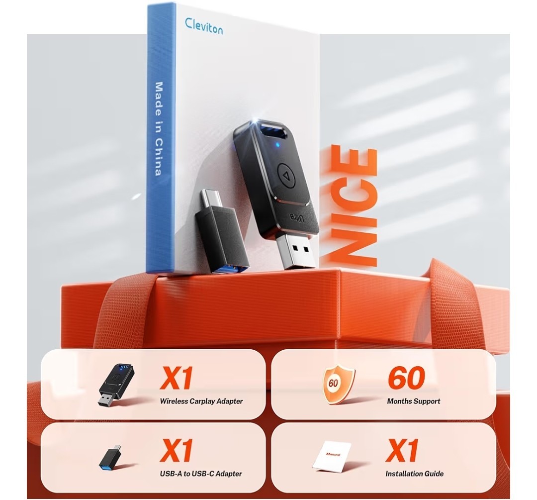 Apple Wireless Carplay Adapter UK,3X Fast Stable Connection,Plug&Play No Lag,
