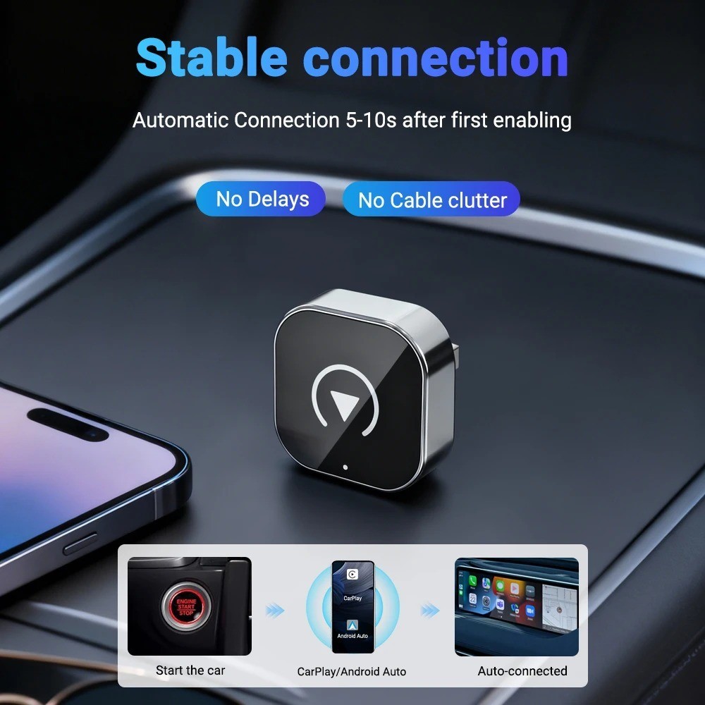 Wireless CarPlay Adapter for iPhone Plug Play 5GHz WiFi Auto Connect iOS 10+