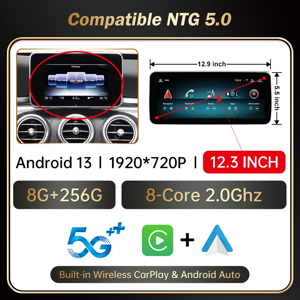 12.3″ Android Carplay Multimedia Screen Navi For Mercedes Benz C GLC W205 V W447