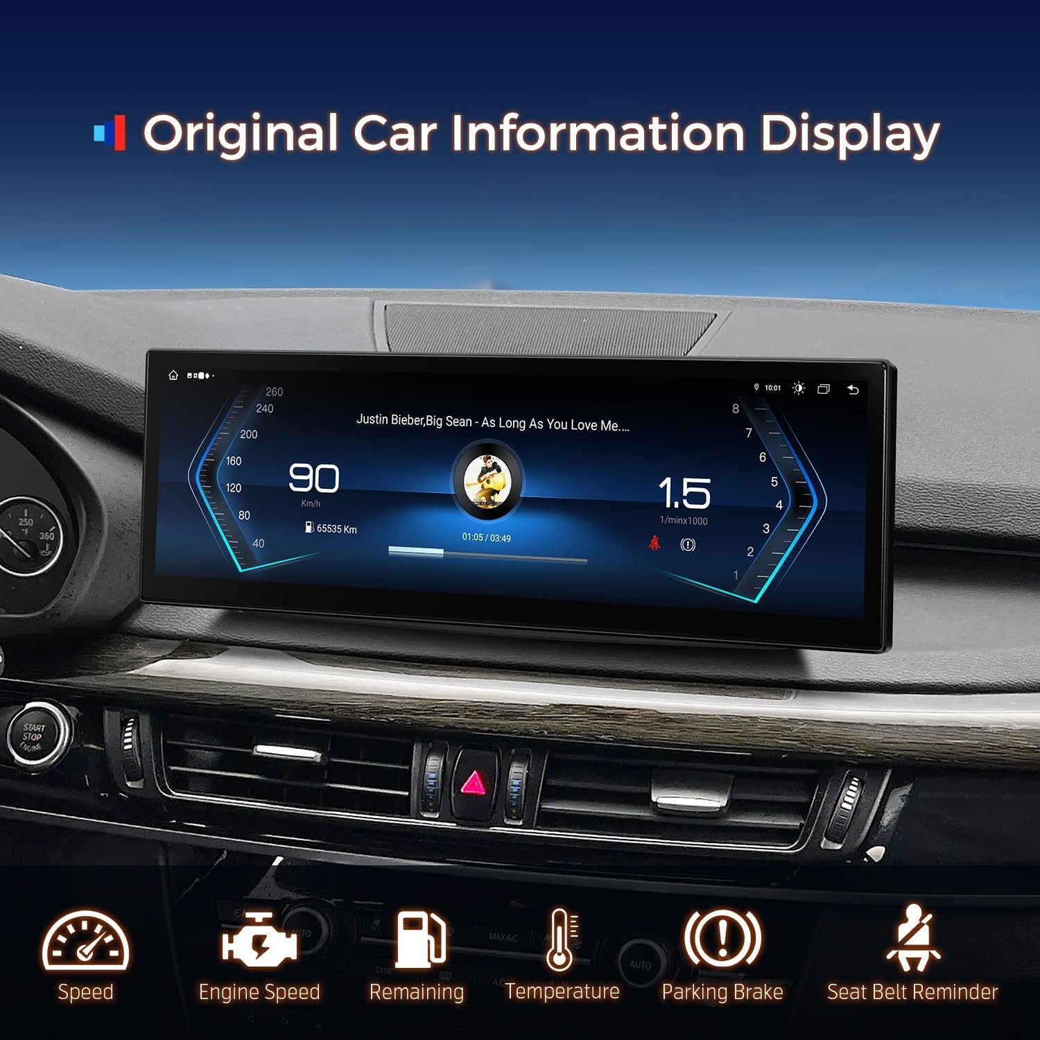 15.8″ Android 15.0 Radio Stereo GPS For BMW X5 X6 Apple Carplay With NBT System
