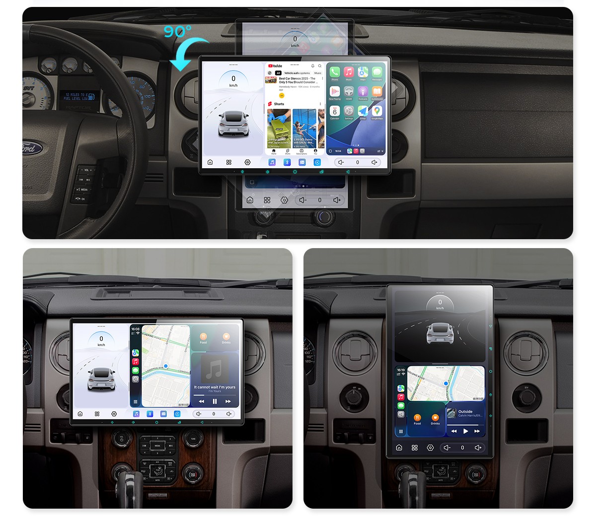 15.1″ Rotating Screen 2DIN Android 13 8Core 12+256GB Car Stereo GPS Radio 4G LTE