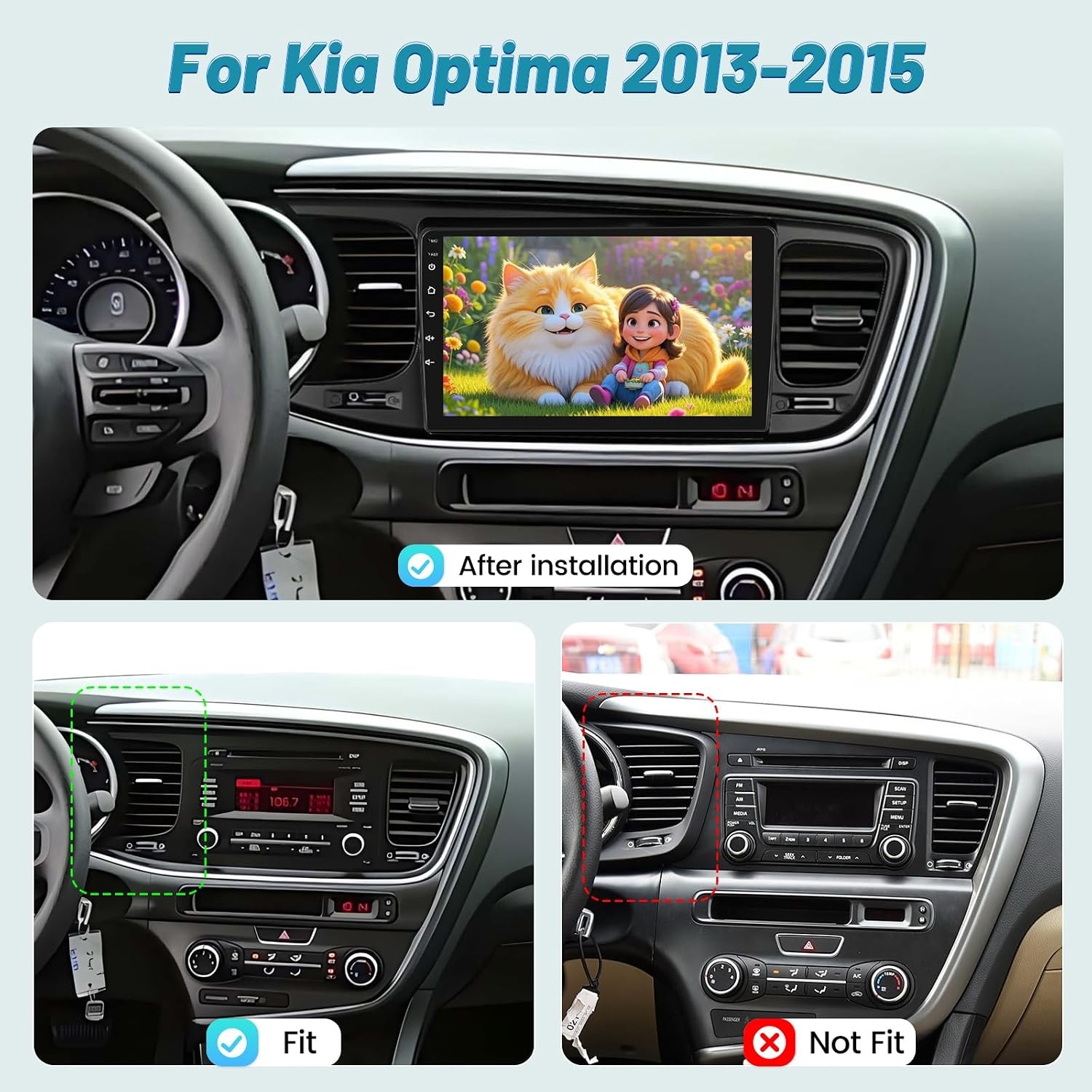 Car Stereo for Kia Optima 2013-2015 Wireless Apple CarPlay & Android Auto FM/RDS