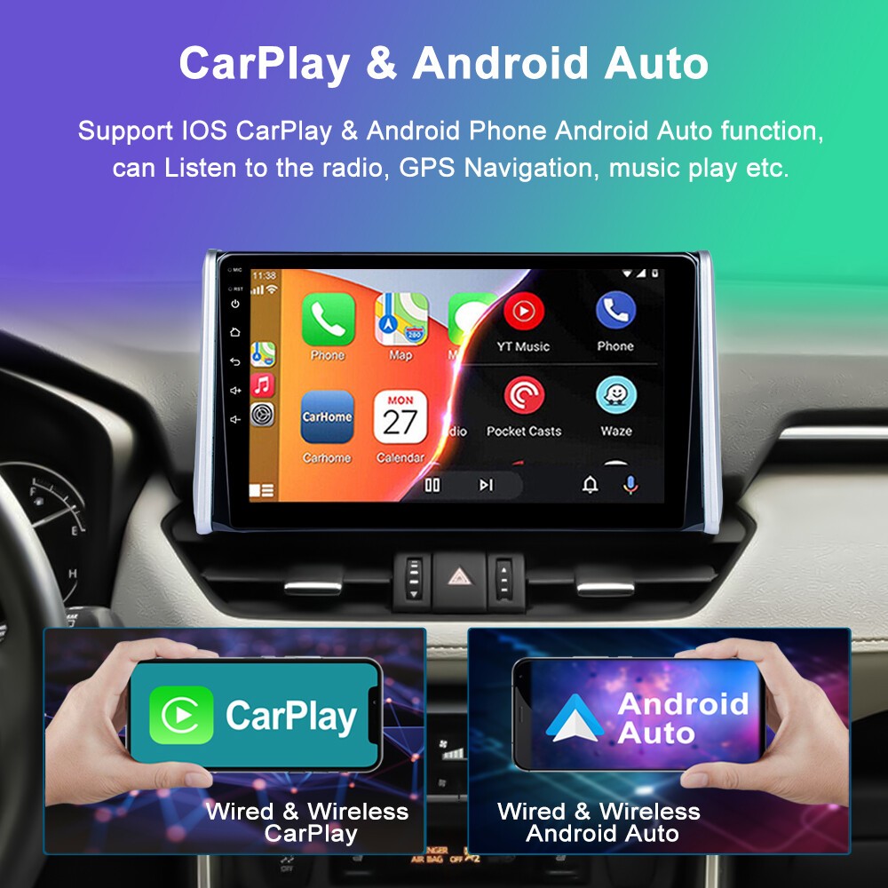 For Toyota RAV4 2018-2020 Fit For Carplay Android 15 Car Stereo Radio 4+64GB CAM