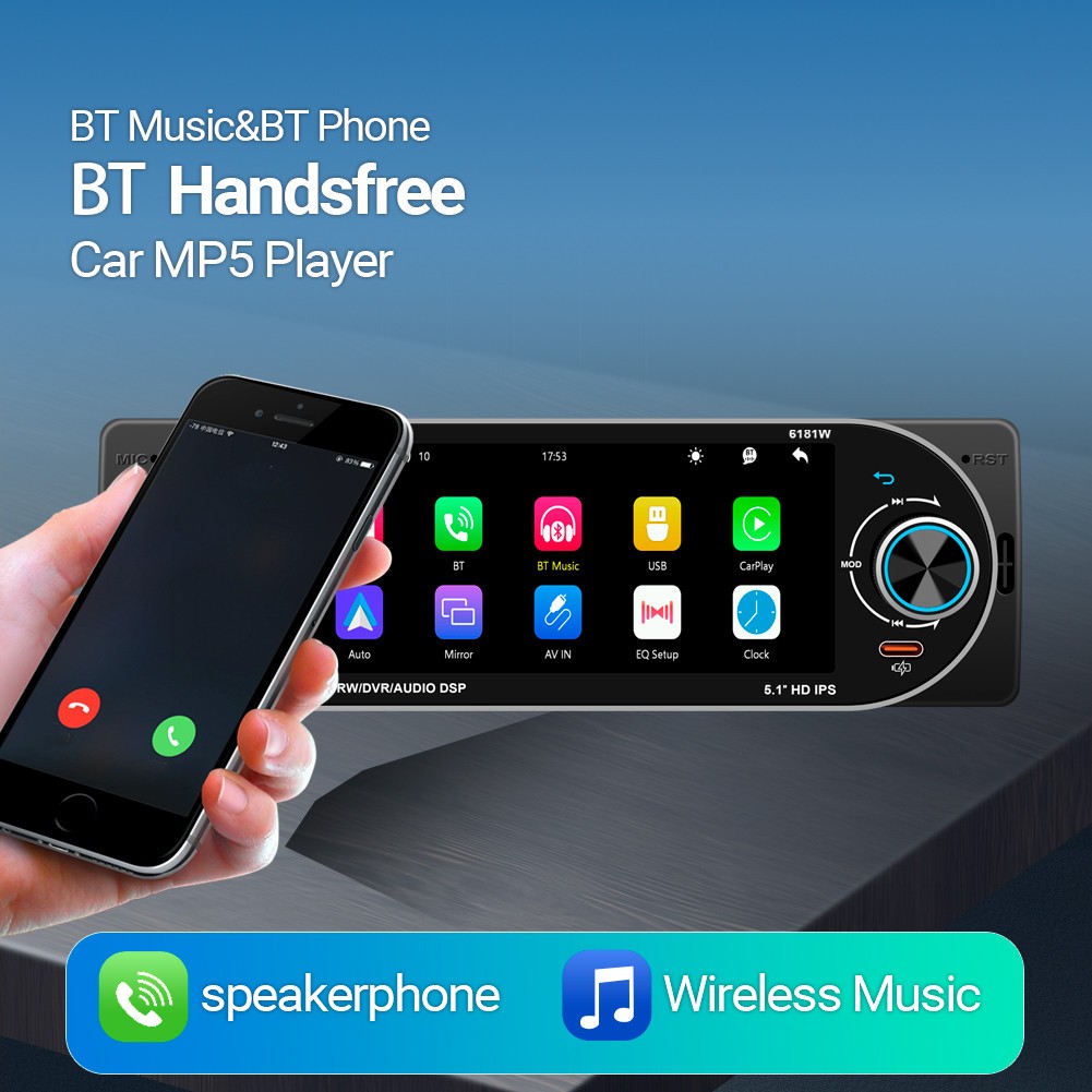 Single 1DIN HD Car Multimedia Player FM USB Type-C With Steering Wheel Control