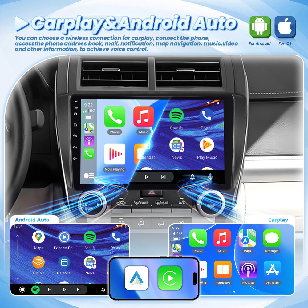 4G+64GB Carplay For 2012-2014 Toyota Camry Android 15 Car Stereo Radio GPS + Cam
