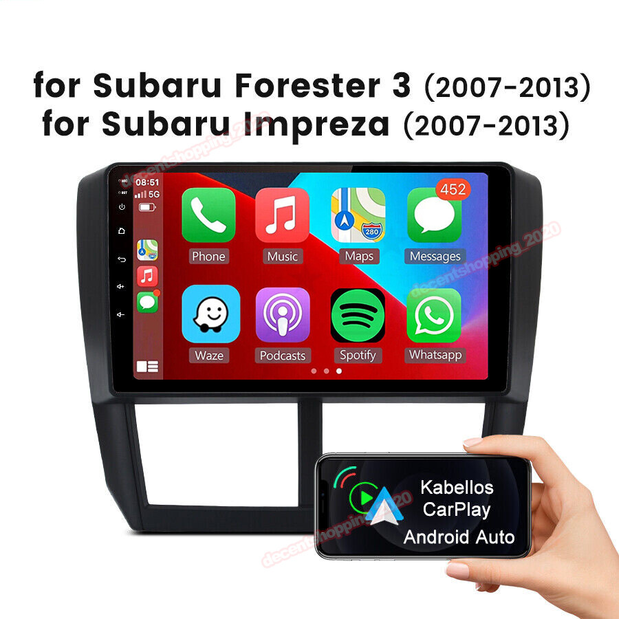 Apple CarPlay Android 15 Car Stereo Radio GPS WiFi For Subaru Forester 2009-2013