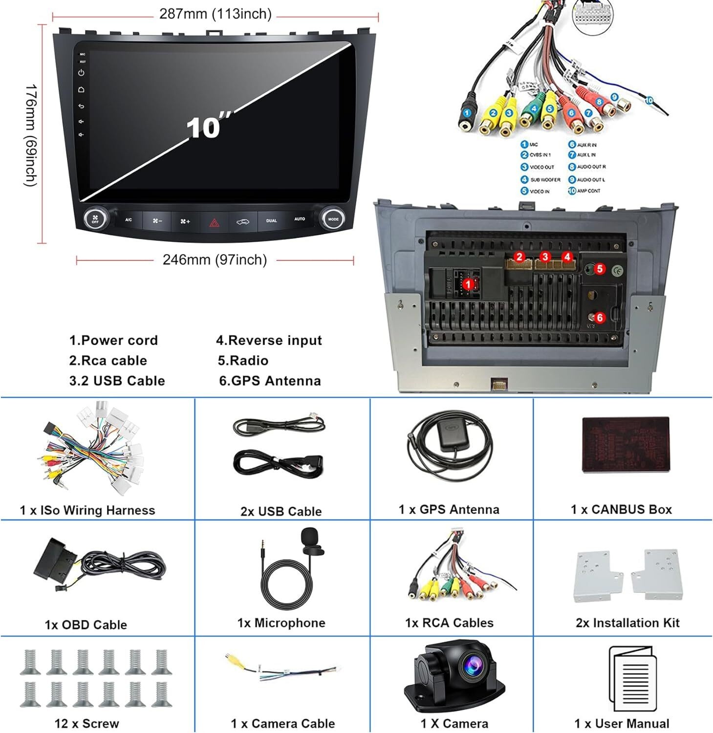 For 2006-2012 Lexus IS250 IS350 Car Radio Stereo Carplay 4+64G 10in +CAM FM