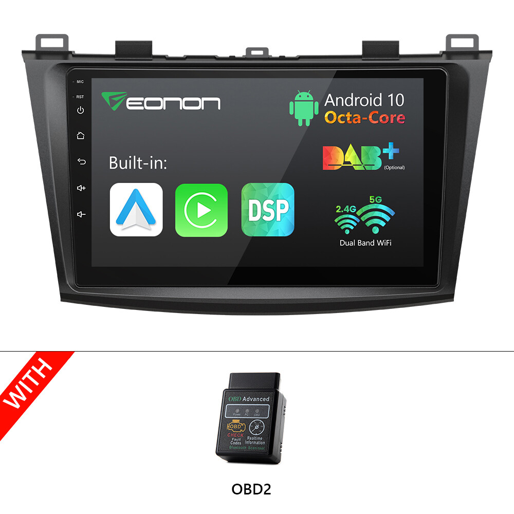 OBD+Fit Mazda 3 2010-2013 2DIN 9″ GPS Navi Car Dash Radio Android 10 Touchscreen