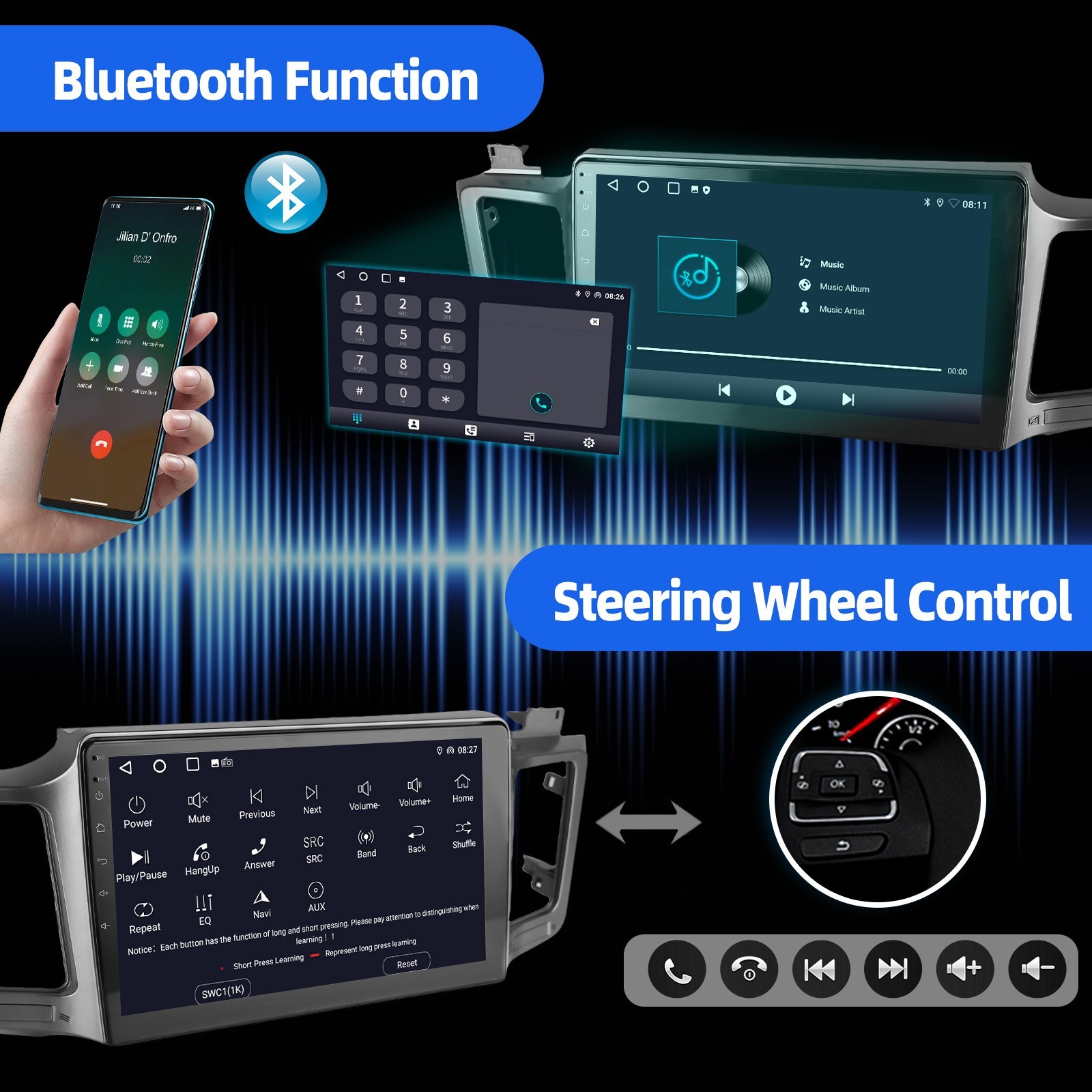 Apple Carplay For Toyota RAV4 2013-2018 Car Stereo Radio Android 15 GPS Navi FM