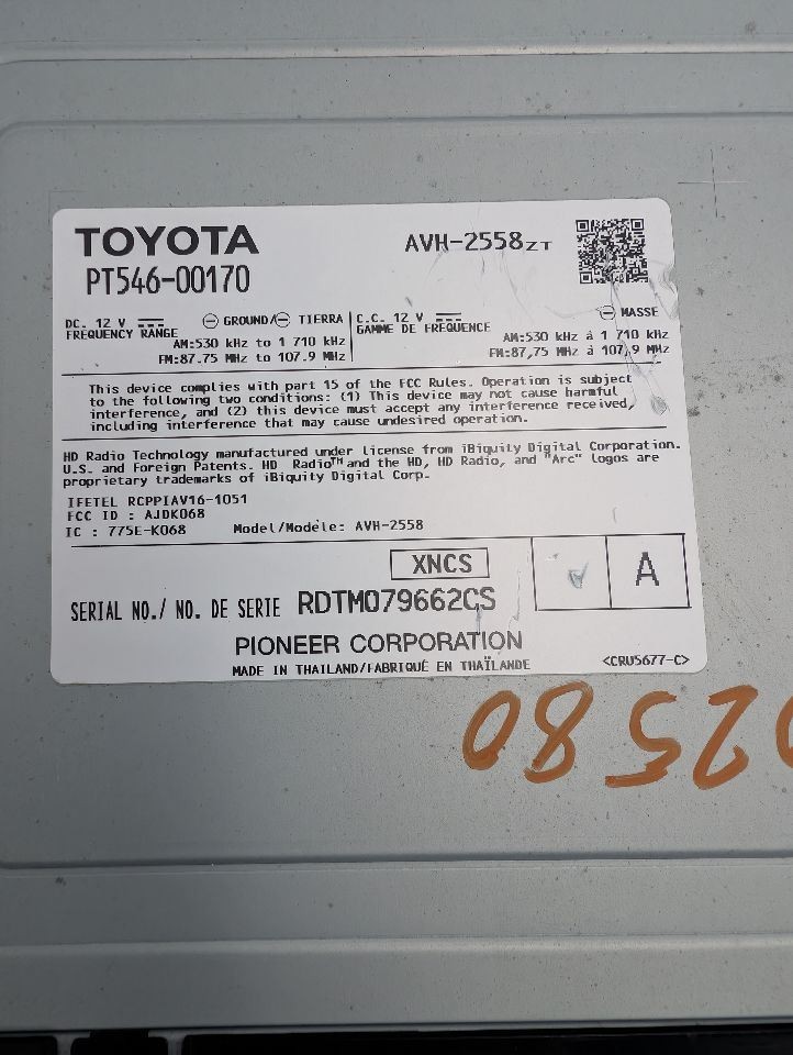 Audio Equipment Radio Display And Receiver ID T10087 Fits 17-19 86 352070