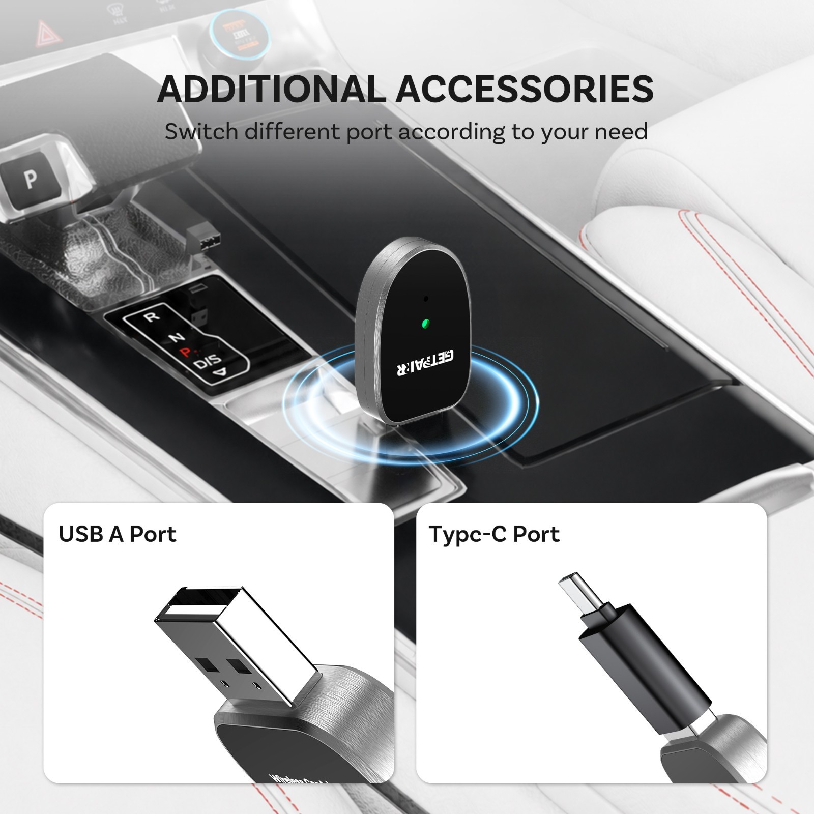 GetPairr Wireless CarPlay Android Auto Dongle Plug & Play 5GHz WiFi OTA