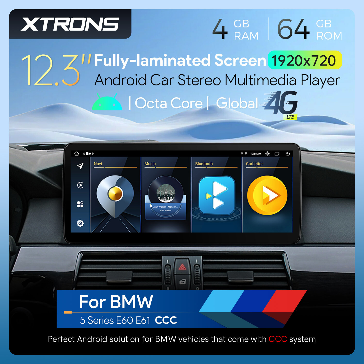 For BMW 5er E60 E61 CCC CarPlay Android Auto 8-Core Car GPS Stereo Navi WiFi DSP