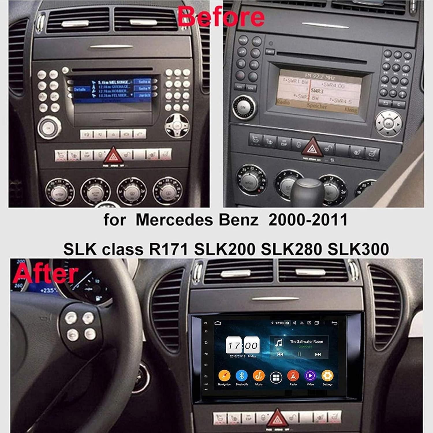 CAMECHO CarPlay Android Car Radio 9 inch for Mercedes Benz SLK R171 2004-2011