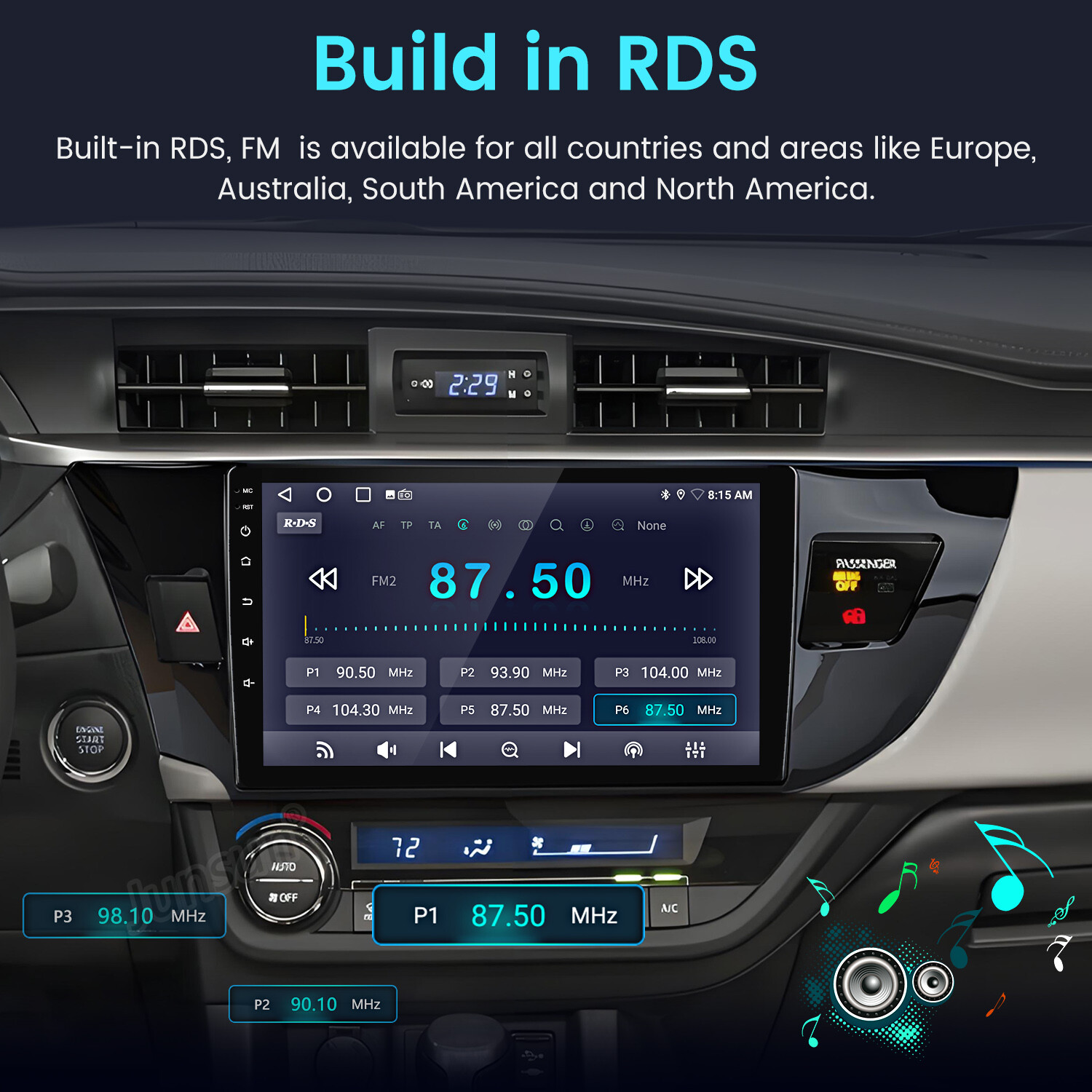 CarPlay 6+128GB Android15 Car Stereo Radio GPS Navi For Toyota Corolla 2014-2016