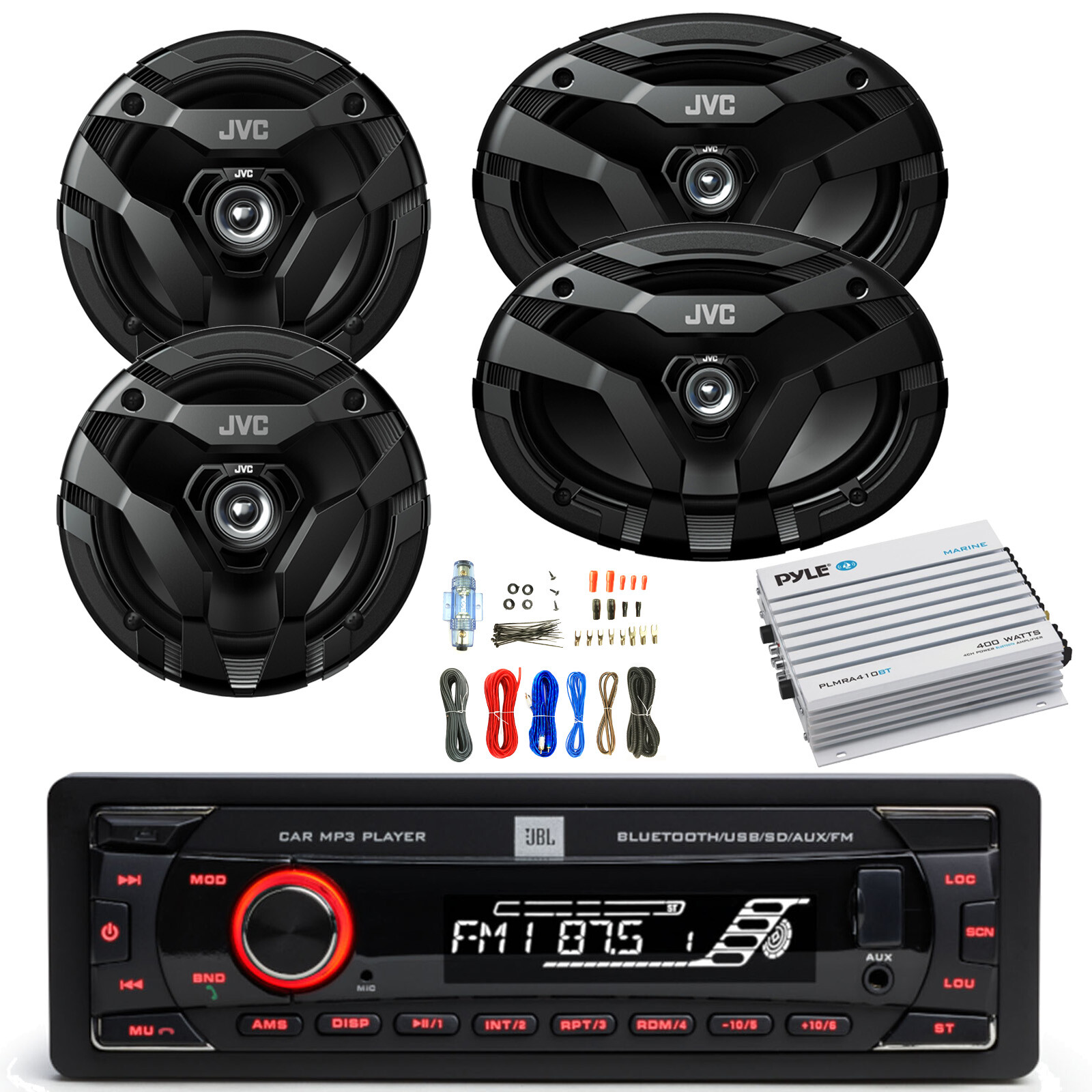 JBL Celebrity100 in-Dash Radio, Bluetooth Amp w/Kit, 2x 6×9″ + 2x 6.5″ Speakers