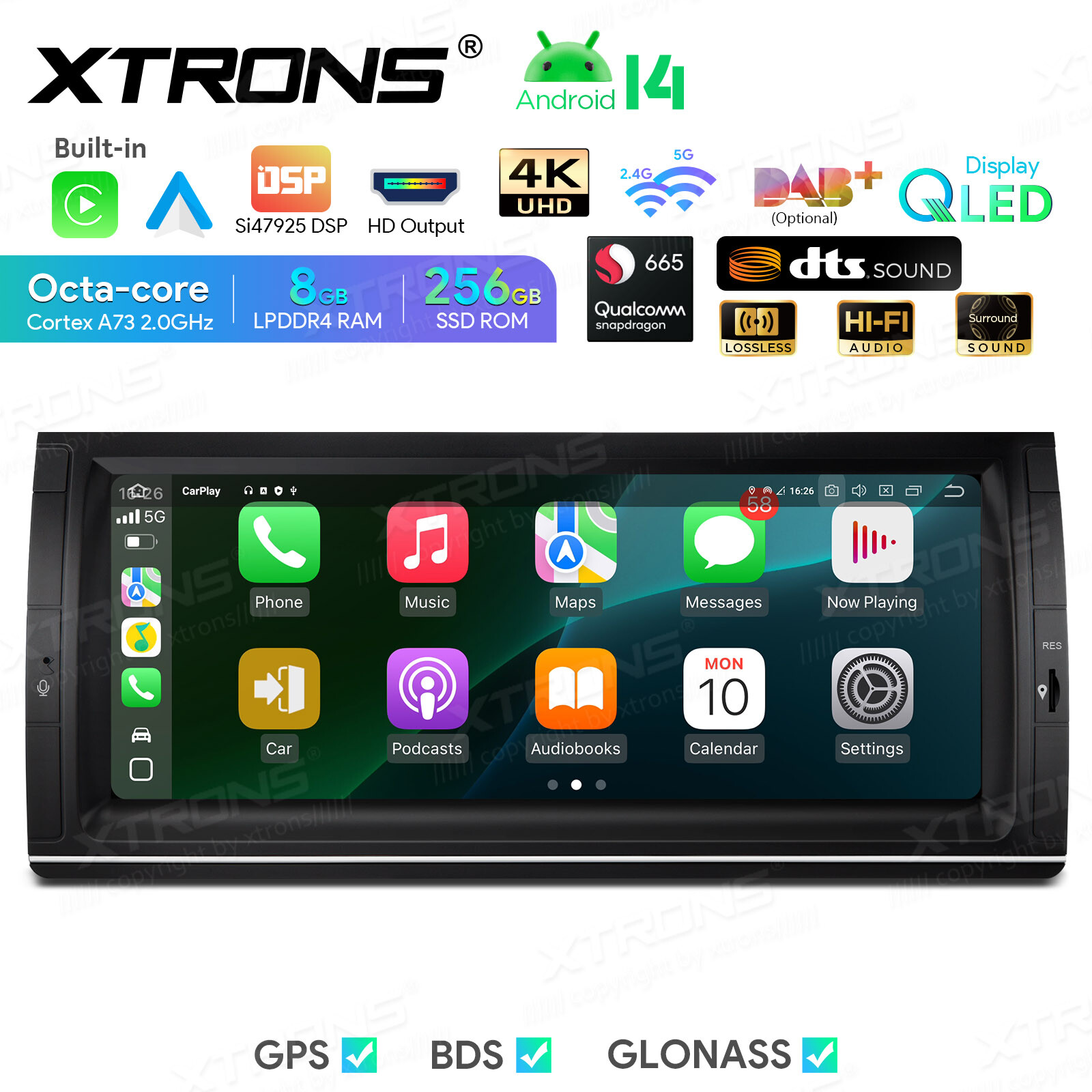 CarPlay For BMW X5 E53 10.25″ Android 14 Octa Core 8+256GB Car Stereo GPS DTS 4K