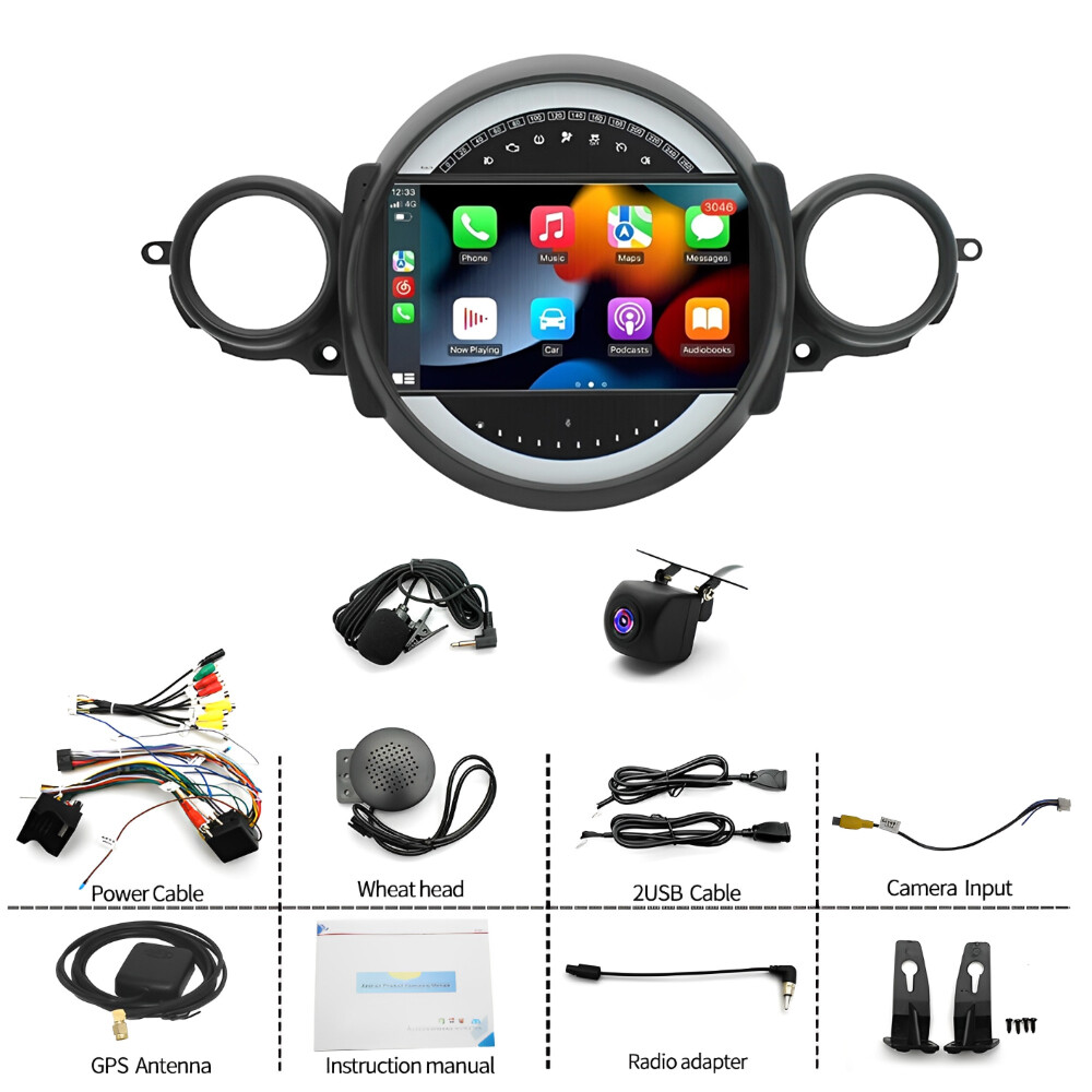 Android 15 Auto Carplay Car Stereo Radio GPS 2+64G For BMW Mini Cooper 2007-2014