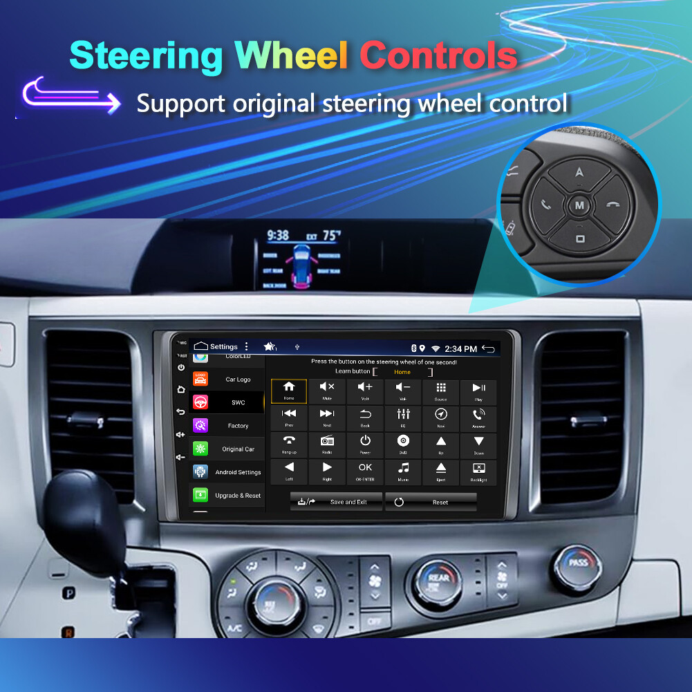 CarPlay For Toyota Sienna 2011-2014 Android 14 Car Radio Stereo GPS Navi 8G+256G