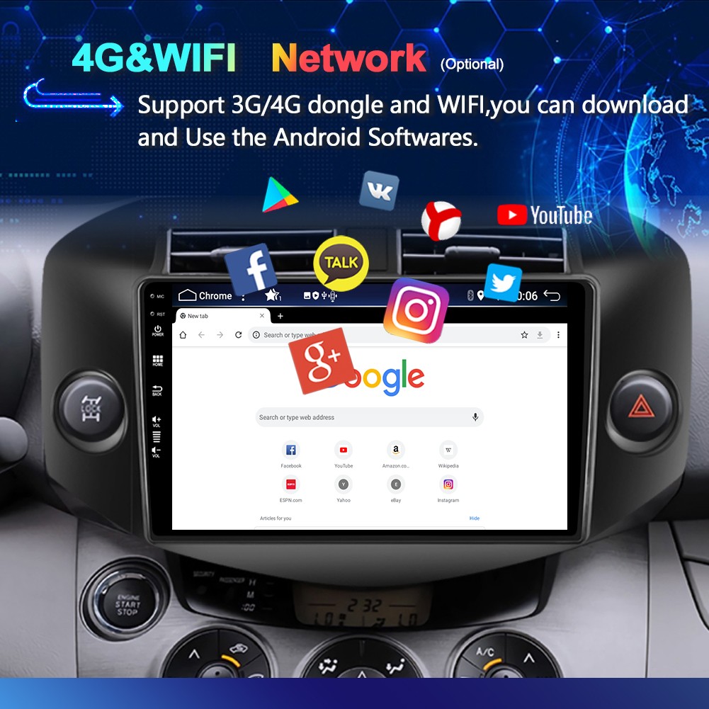 FOR TOYOTA RAV4 2009-2013 CARPLAY CAR RADIO ANDROID 15 NAVI GPS DSP🌟6GB+128GB🌟