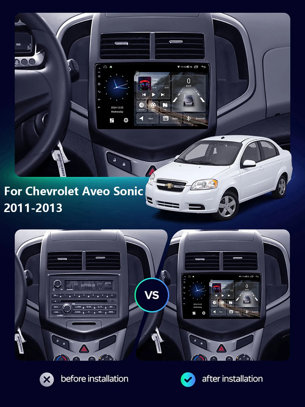 For Chevrolet Aveo Sonic 2011-2013 Multimedia Carplay Car Radio Stereo Navi GPS