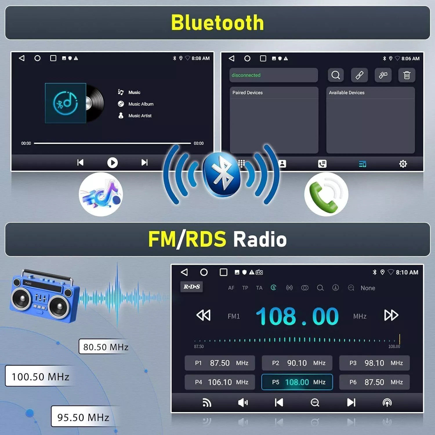 8″ Android 15 Carplay For 2008-2012 Chevrolet Malibu Car Stereo Radio GPS Navi