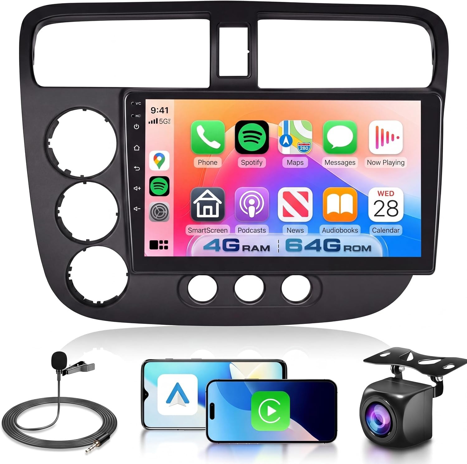 2G+64G Android 15 Car Stereo for Honda Civic 2001-2005 Android GPS 9inch BT SWC