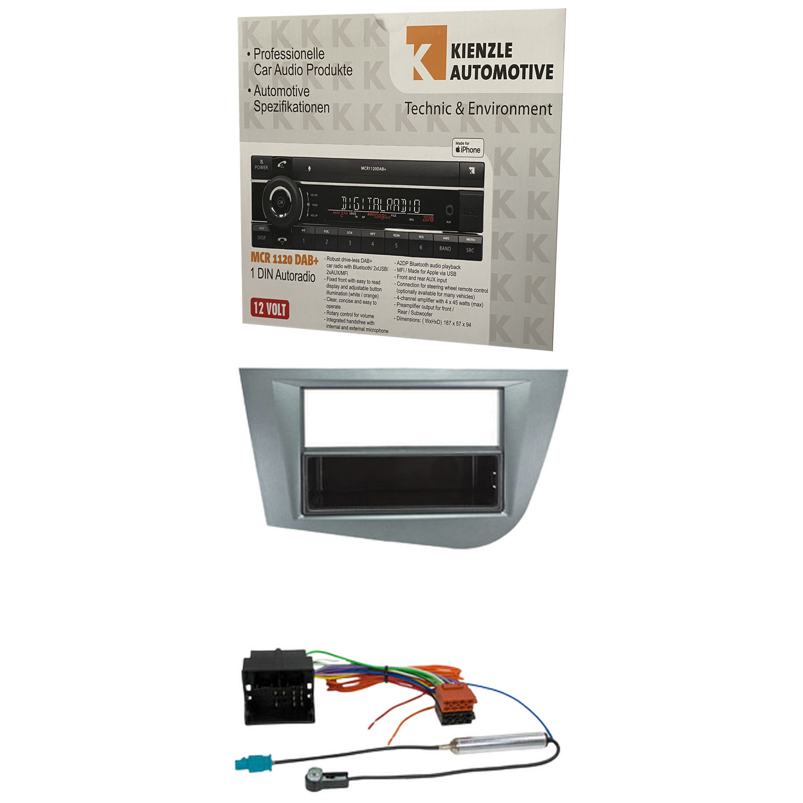 Axion MCR 1120 DAB + radio DAB + USB Bluetooth with installation kit for Seat Leon