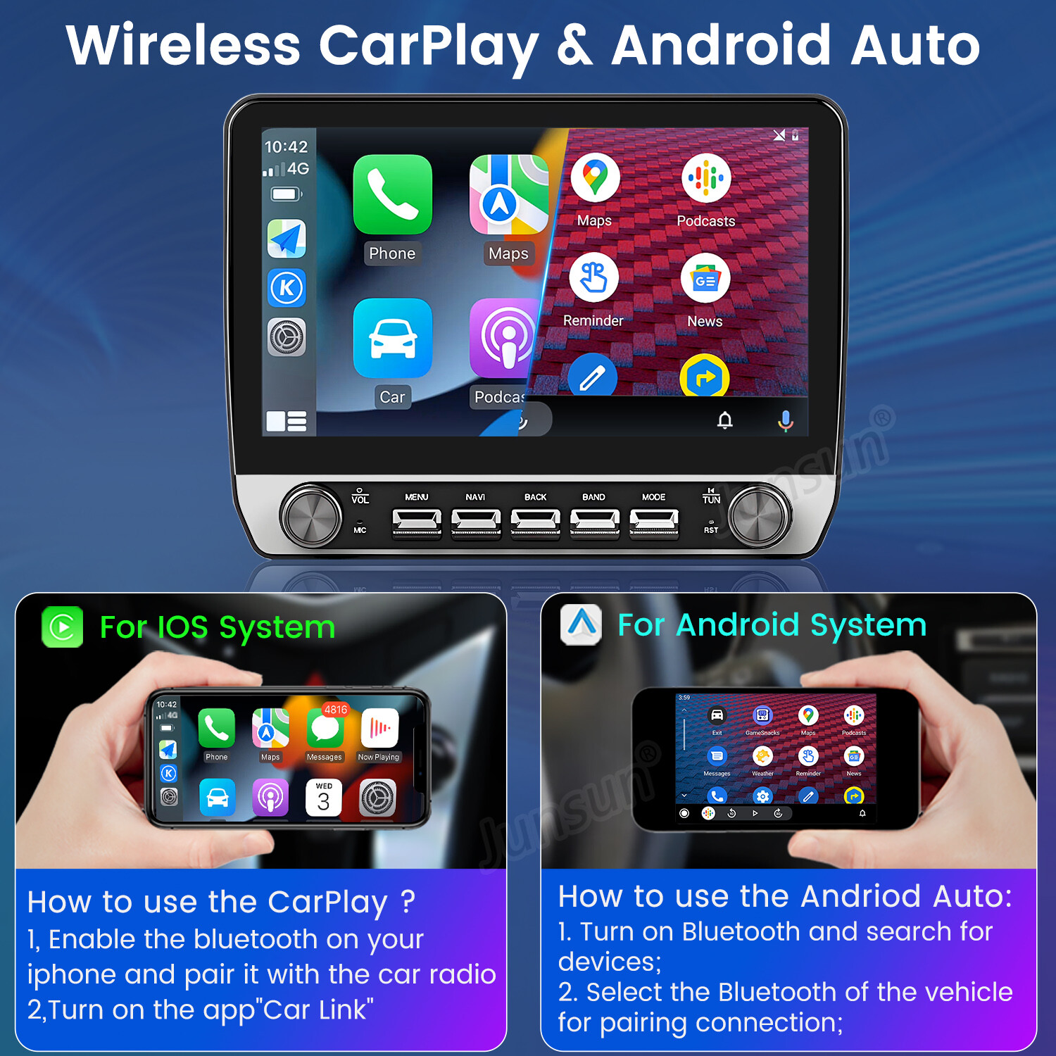 Android15 Apple Carplay For Toyota Tacoma 2016-2022 Car Stereo Radio GPS RDS SWC