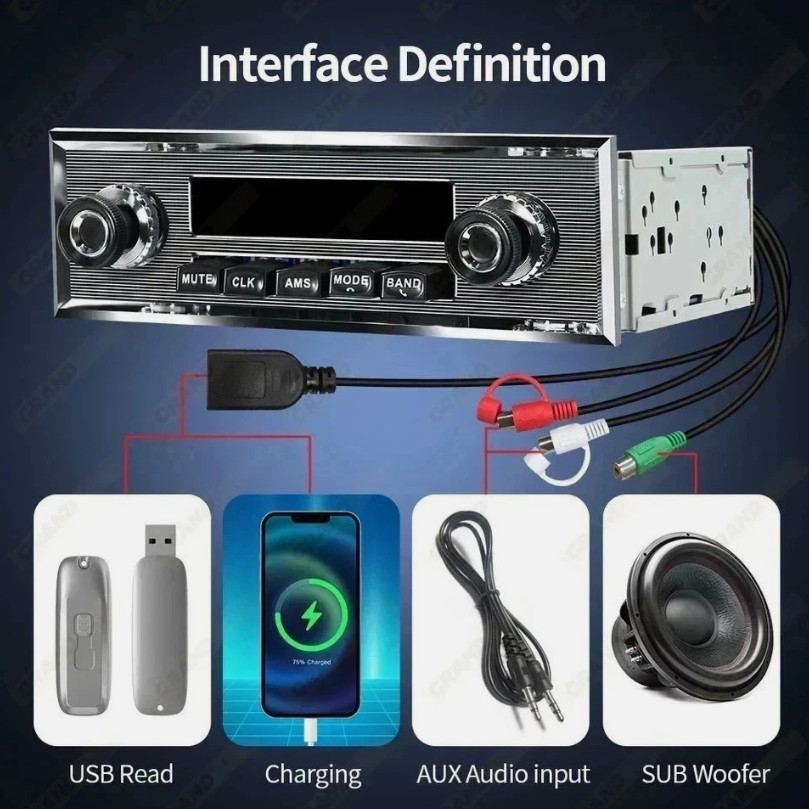 Retro Classic Car Audio Radio MP3 Player FM AUX fits W108 W111 W113 W114 W121