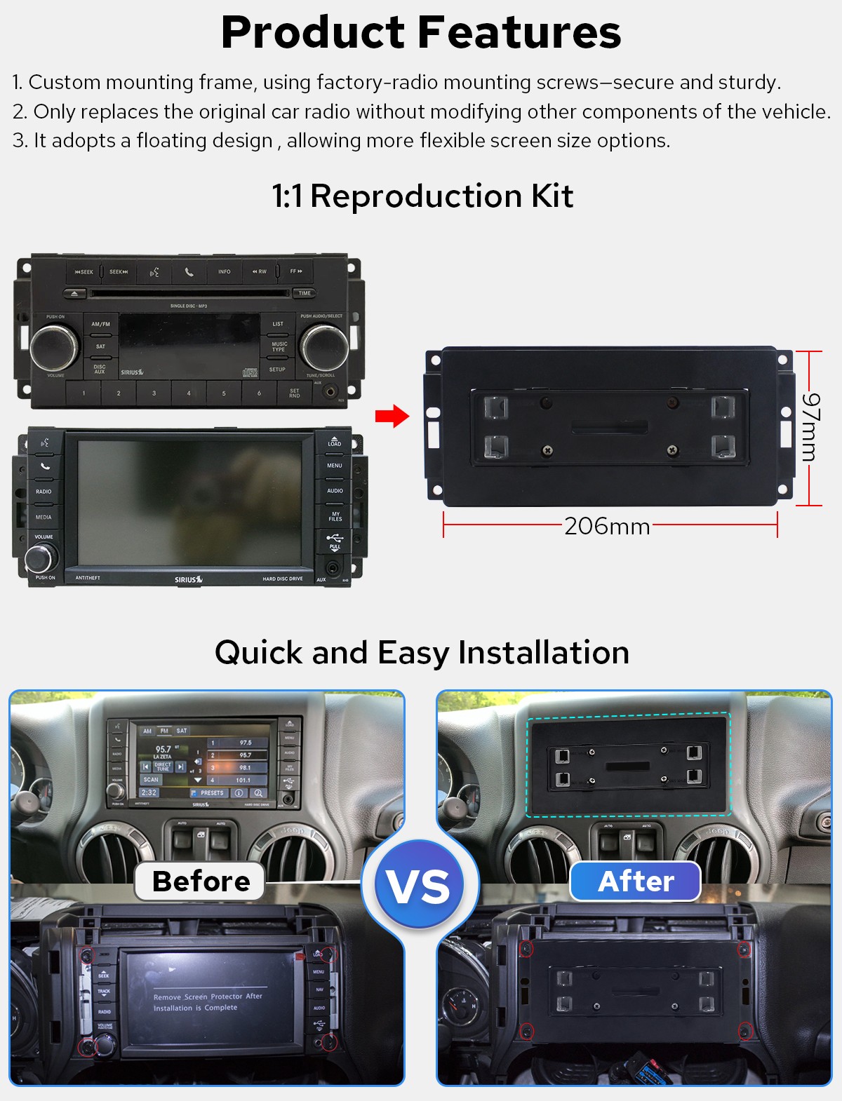 Android 13 Radio10.1 Inch for 2011-2017 Jeep Wrangler JK Support Alpine AMP/SWC