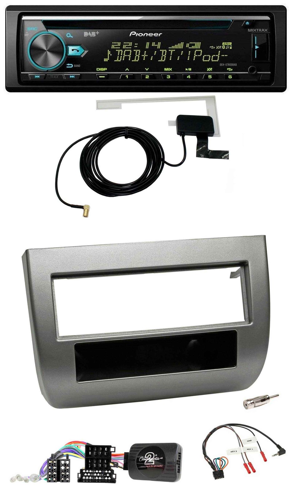 Pioneer MP3 Steering Wheel CD USB DAB Car Stereo for Lancia Y 843 05-11 Dark Silver Meta