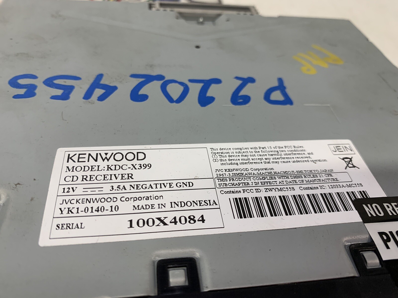 Kenwood KDC-X399 radio stereo Bluetooth USB MP3 WMA CD player receiver