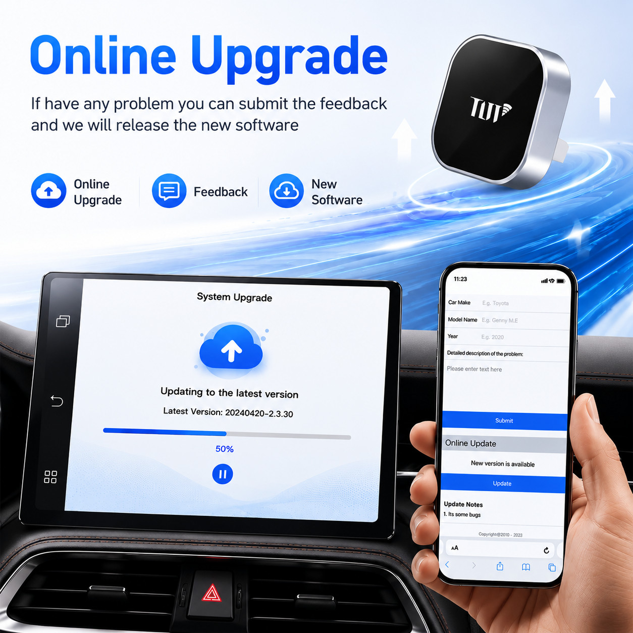 2 in 1 Car Android Auto Wireless Adapter & Wireless CarPlay Adapter Plug & Play