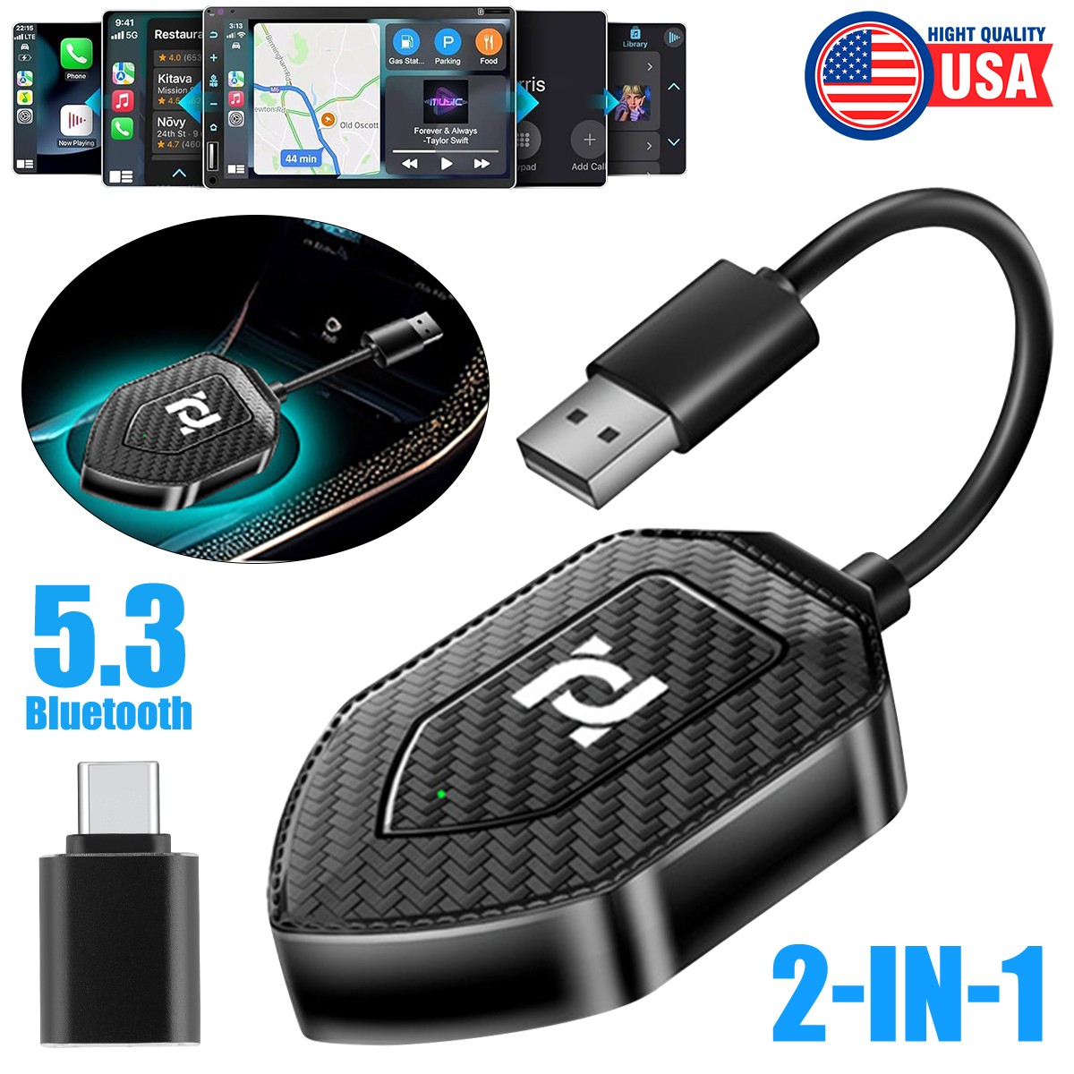 Auto Car Play Wireless Adapter CarPlay Wireless Adapter for iPhone IOS Android —