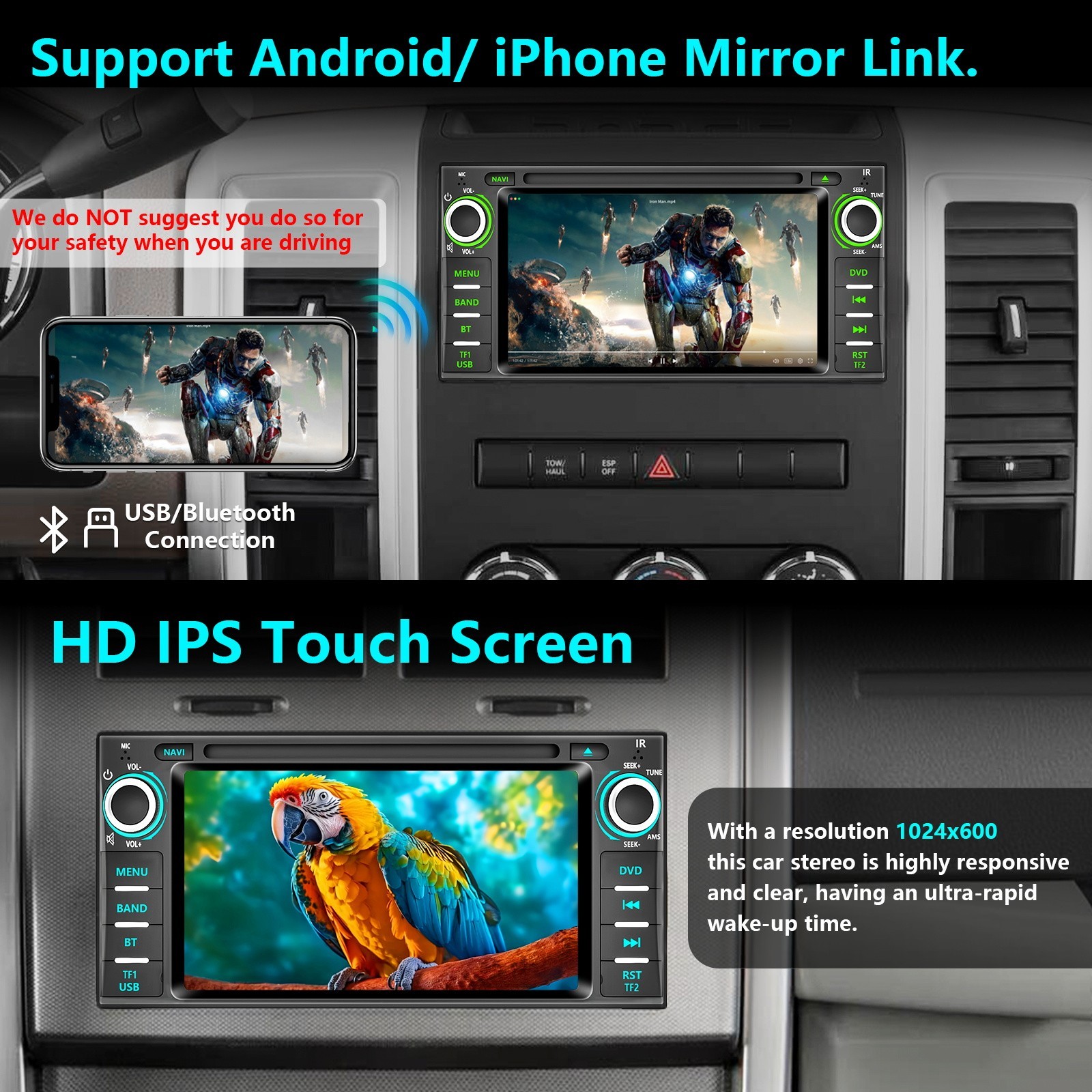 Plug & Play Car Radio Stereo CD DVD Player W/CarPlay GPS For Jeep Dodge Chrysler
