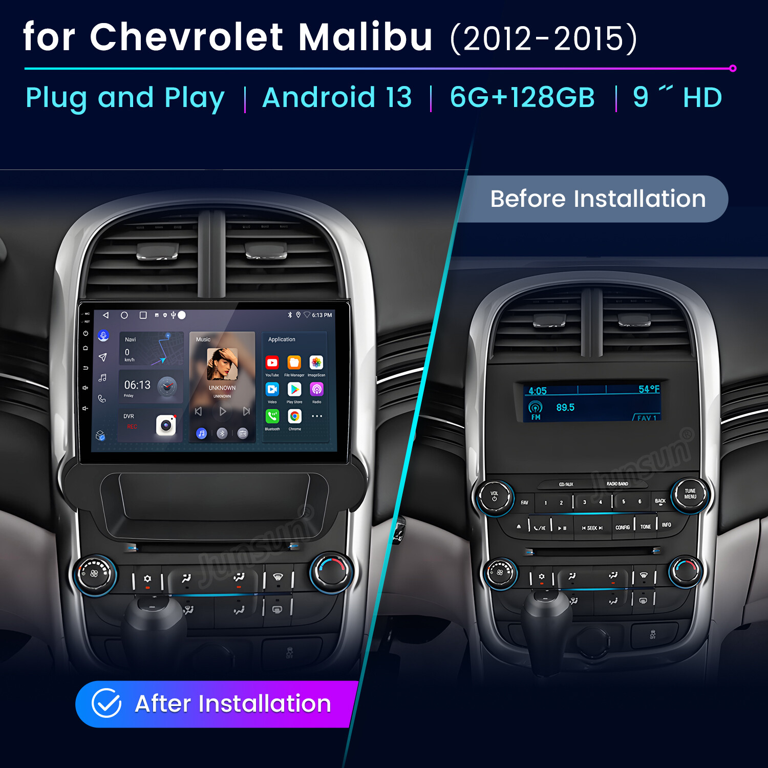 6+128GB Android15 Carplay Car Stereo Radio For Chevrolet Malibu GPS Navi WIFI FM