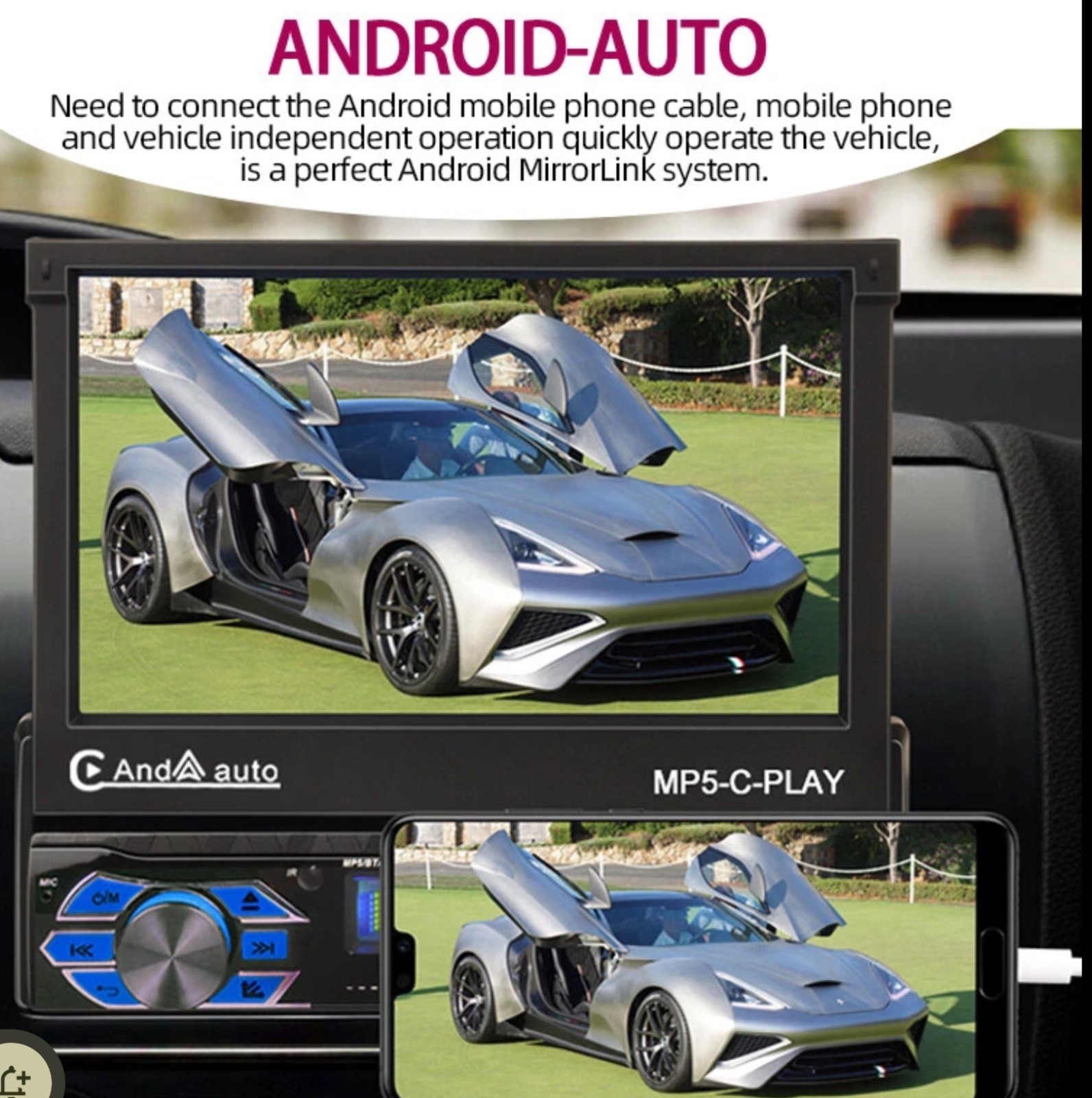 7” 1 Din Car Radio Flip Out Touch Screen Carplay Mirror Link BT TF FM Stereo