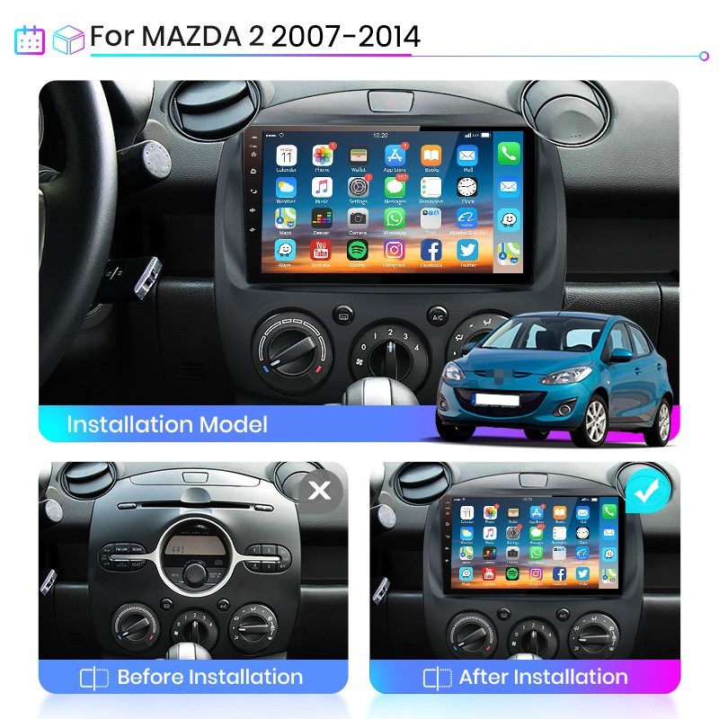 9 inch 2+32G Android 12 Car Stereo Radio Auto Carplay GPS For 2007-2014 Mazda 2