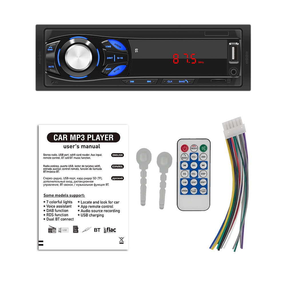 Car Stereo Bluetooth Radio MP3 Player In-Dash FM USB TF Aux Input