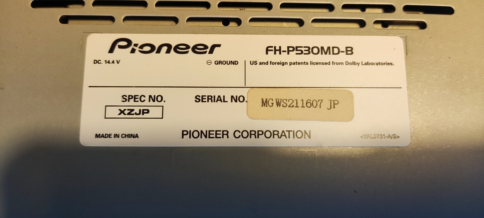 Pioneer Carrozzeria FH-P530MD 2DIN CD MD AUX MP3 WMA JDM Stereo Tested